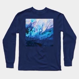 Bright Blue Acrylic Pour Painting Long Sleeve T-Shirt
